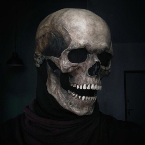 Halloween Skeleton Mask ๐ โ Realistic Movable Jaw Costume Mask