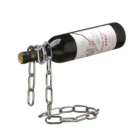 🍷 Floating Wine Holder – Iron Chain Illusion for Stunning Display