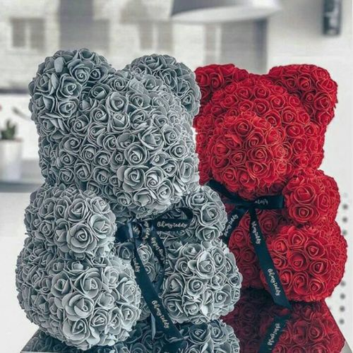 Rose Bear with Gift Box – 16 Inch Artificial Rose Teddy