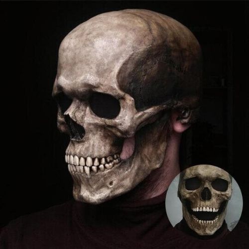 Halloween Skeleton Mask 💀 – Realistic Movable Jaw Costume Mask