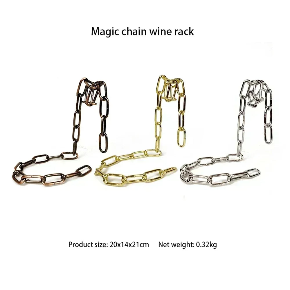 🍷 Floating Wine Holder – Iron Chain Illusion for Stunning Display