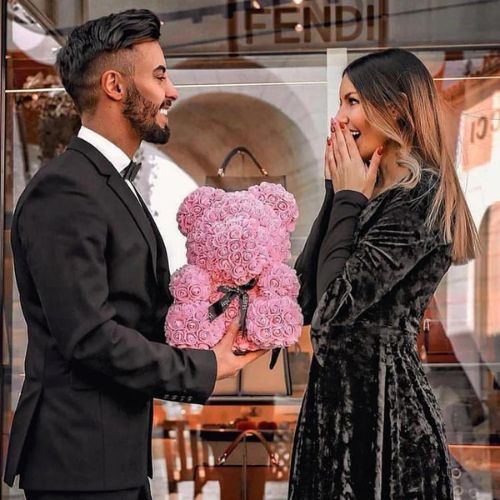 Rose Bear with Gift Box – 16 Inch Artificial Rose Teddy