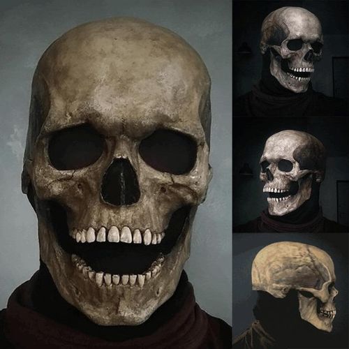 Halloween Skeleton Mask 💀 – Realistic Movable Jaw Costume Mask