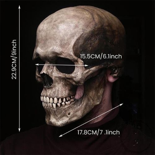 Halloween Skeleton Mask 💀 – Realistic Movable Jaw Costume Mask