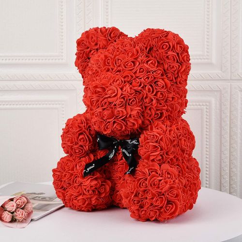 Rose Bear with Gift Box – 16 Inch Artificial Rose Teddy
