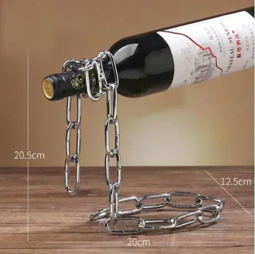 🍷 Floating Wine Holder – Iron Chain Illusion for Stunning Display