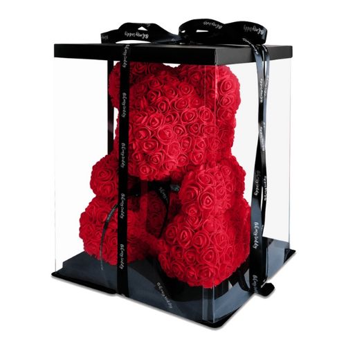 Rose Bear with Gift Box – 16 Inch Artificial Rose Teddy
