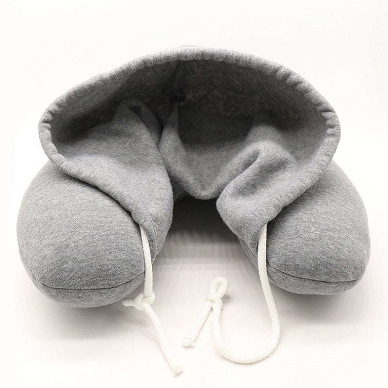 ✈️ Hooded Travel Neck Pillow – Memory Foam Comfort for Flights & Trips