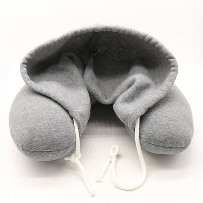 ✈️ Hooded Travel Neck Pillow – Memory Foam Comfort for Flights & Trips