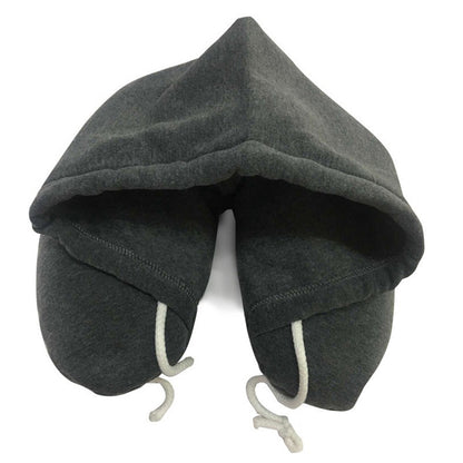 ✈️ Hooded Travel Neck Pillow – Memory Foam Comfort for Flights & Trips